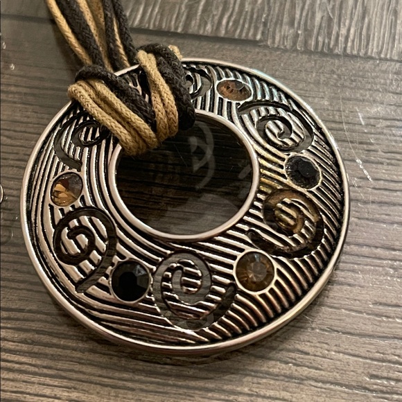 Lia Sophia “Tempo” Circle Pendant Corded Necklace - Retired - Picture 13 of 16